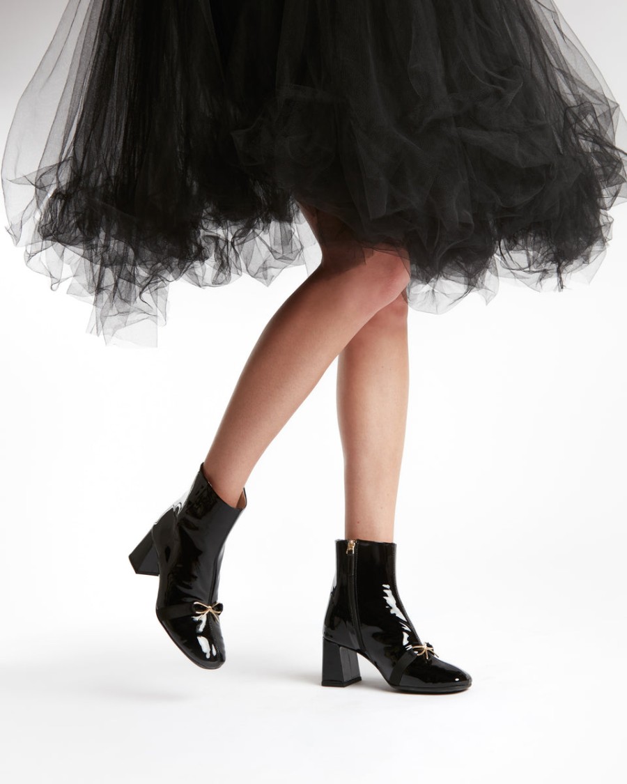 phoebe metallic bow ankle boots