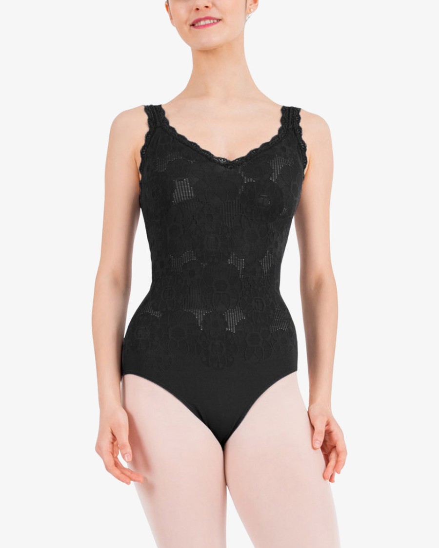 leotard - thin straps rosette lace