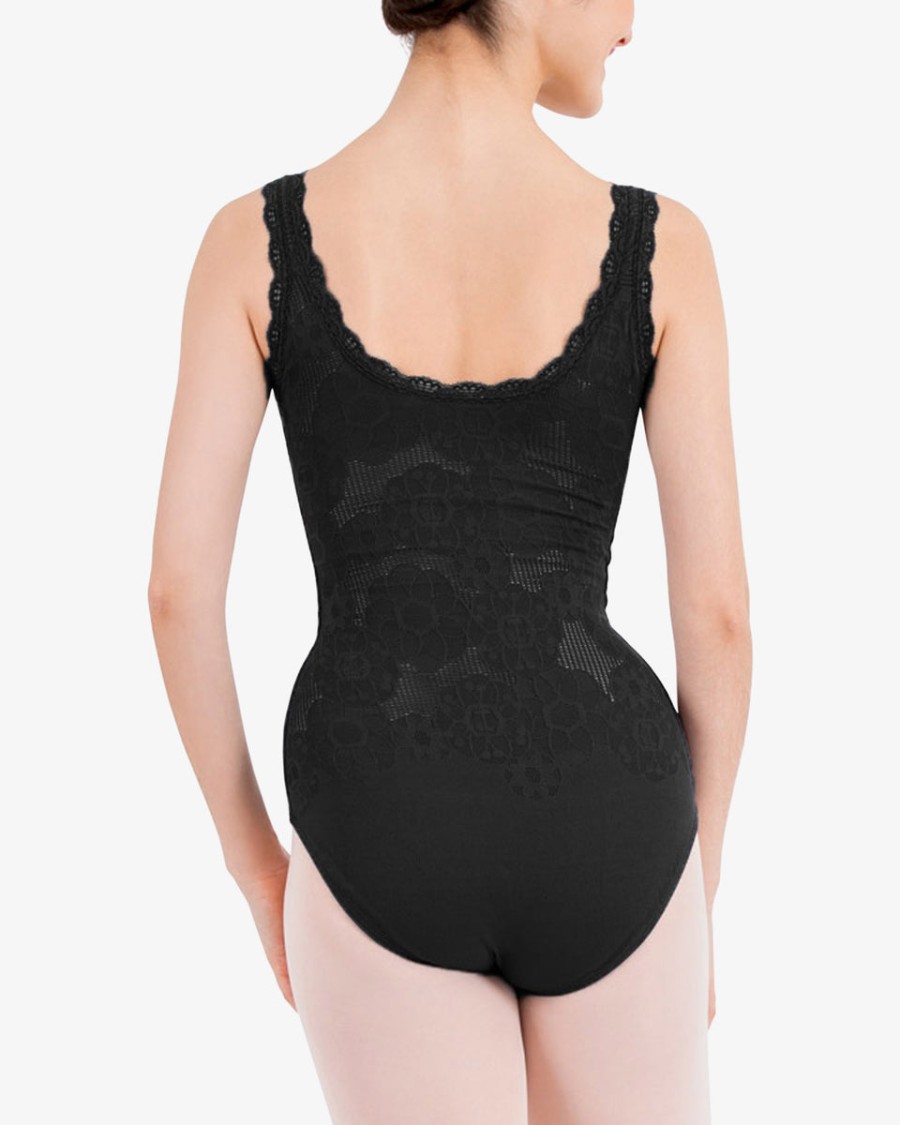 leotard - thin straps rosette lace